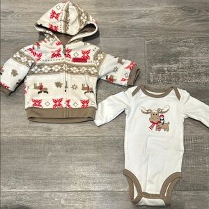 Carter’s Newborn Winter Moose Bodysuit & Fleece Zip-Up